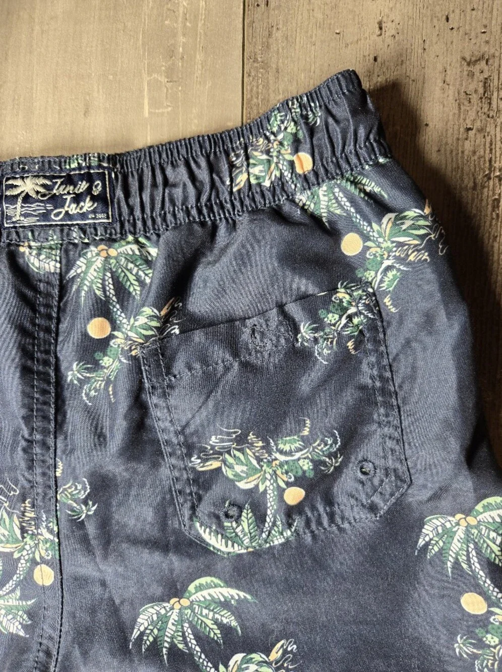 Janie & Jack Boys Navy Tropical Print Swim Shorts – Size 7